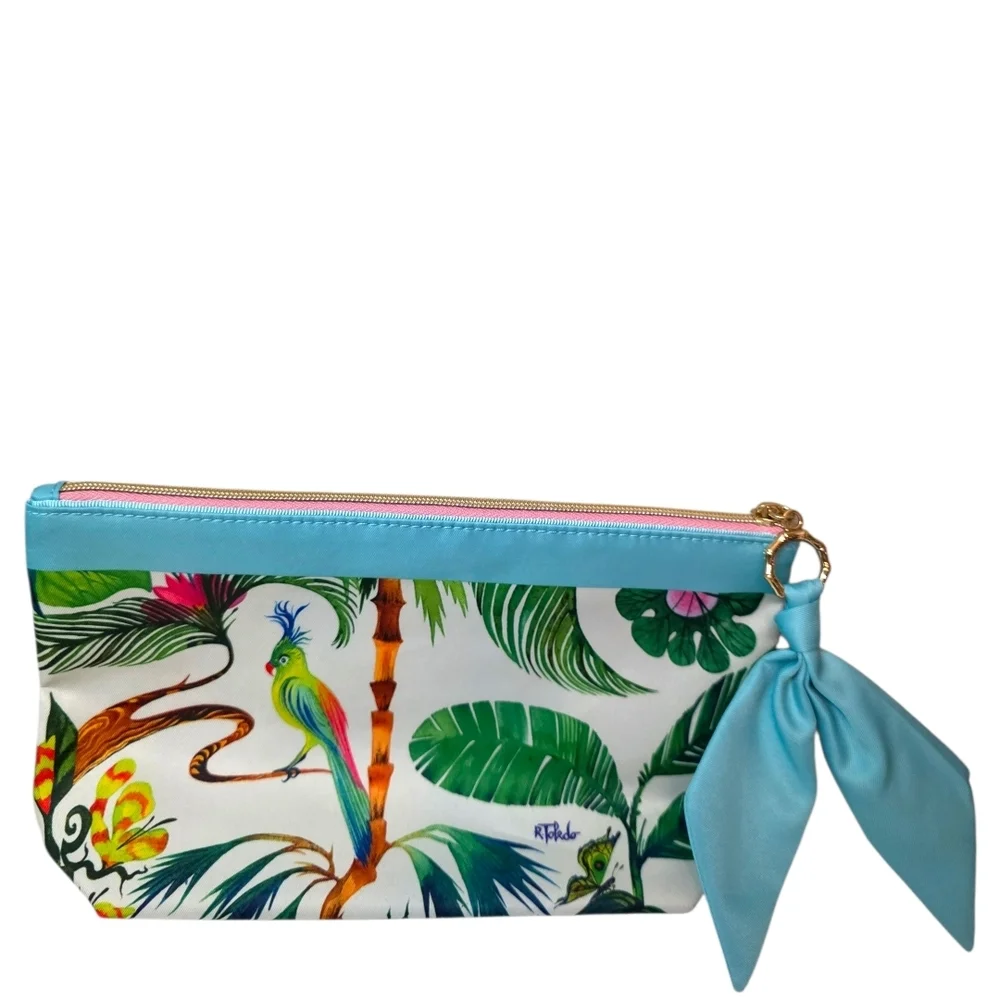 Estée Lauder x R. Toledo Tropical Bird Parrot Palm Print Cosmetic Pouch
